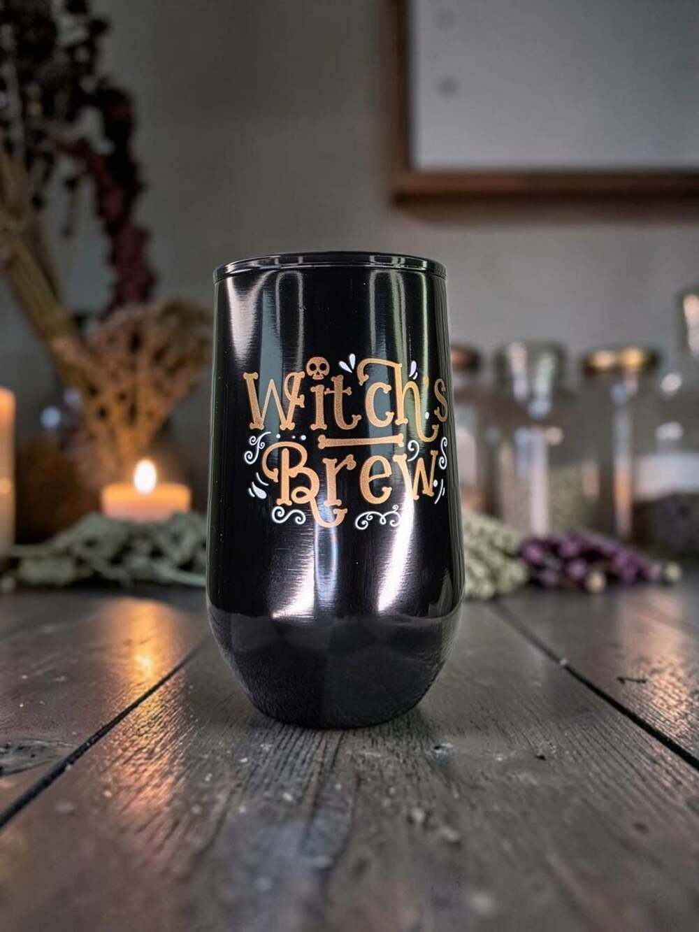 Zinny Double-Walled Stainless Steel Goblet 16 oz - Witch's Brew